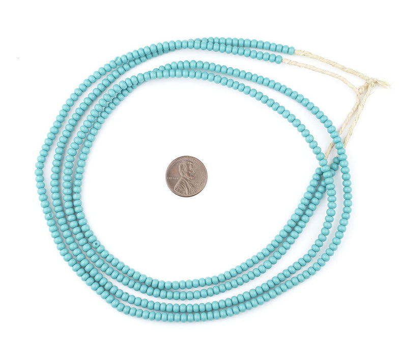 Turquoise Green Ghana Glass Beads (4mm) - The Bead Chest