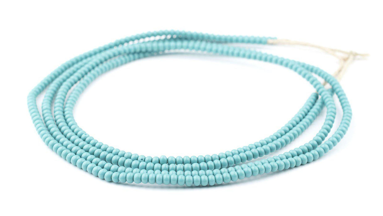 Turquoise Green Ghana Glass Beads (4mm) - The Bead Chest