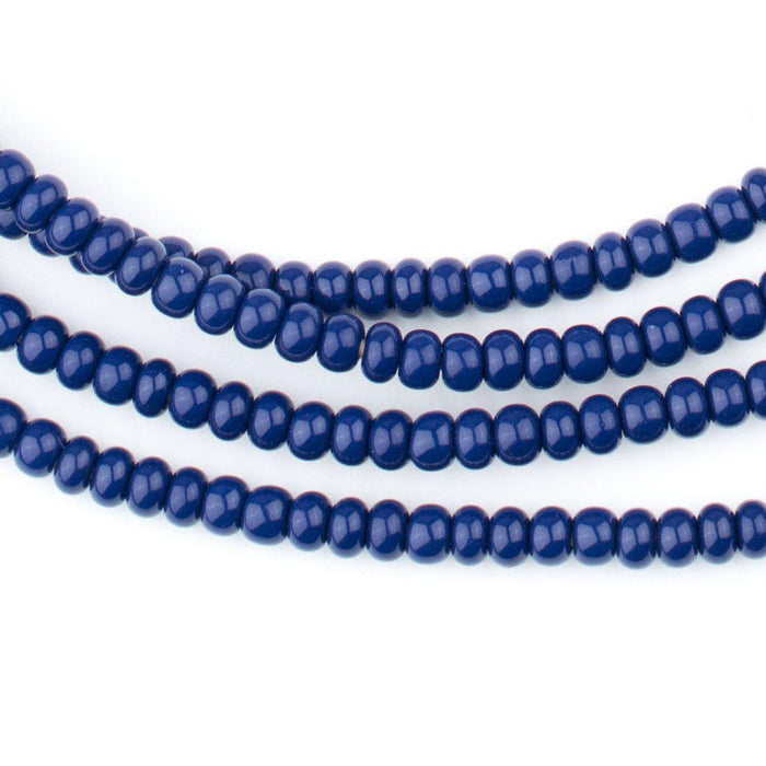 Navy Blue Ghana Glass Beads (4mm) - The Bead Chest