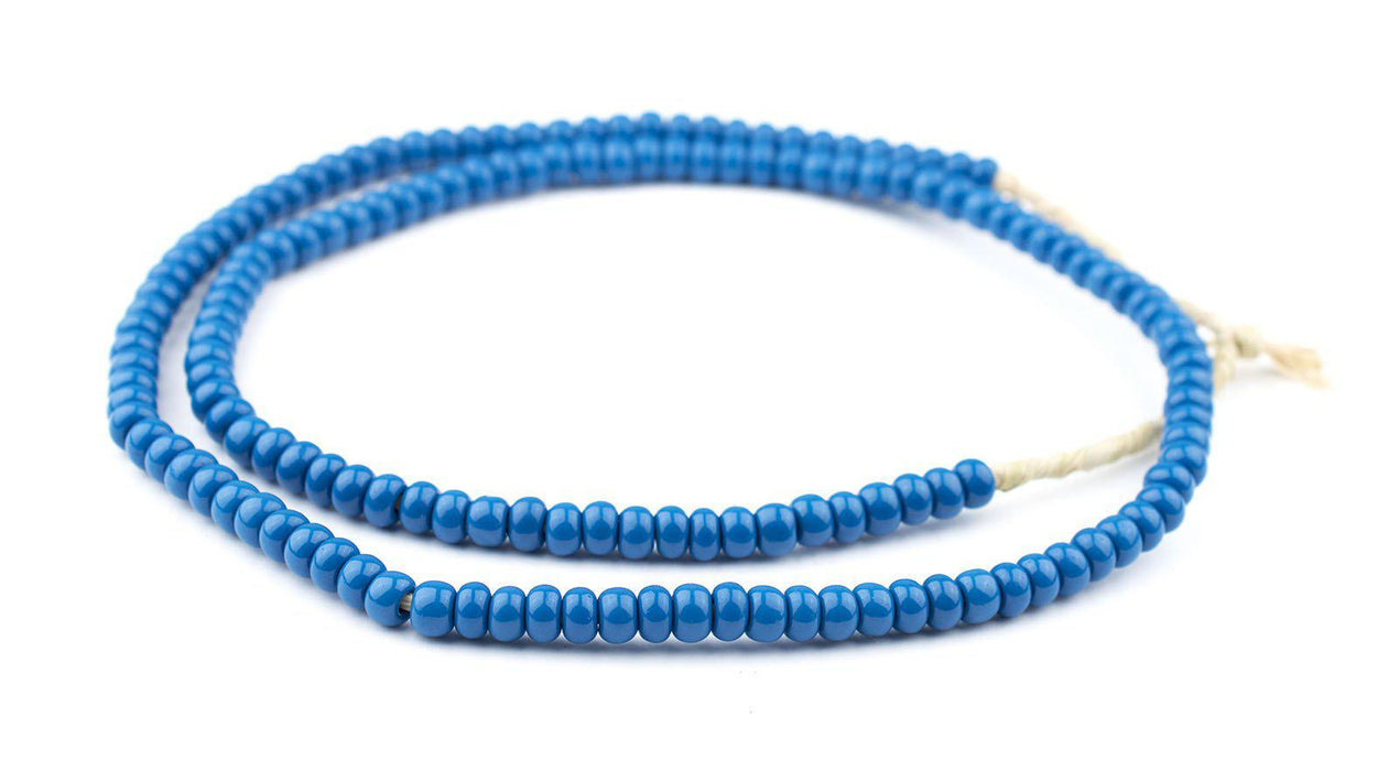 Teal Blue Ghana Glass Beads (7mm) - The Bead Chest
