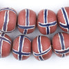 Jumbo Painted Krobo Glass Beads (Blue French Cross)