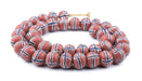 Jumbo Painted Krobo Glass Beads (Blue French Cross) - The Bead Chest