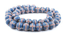 Jumbo Painted Krobo Glass Beads (Red French Cross) - The Bead Chest