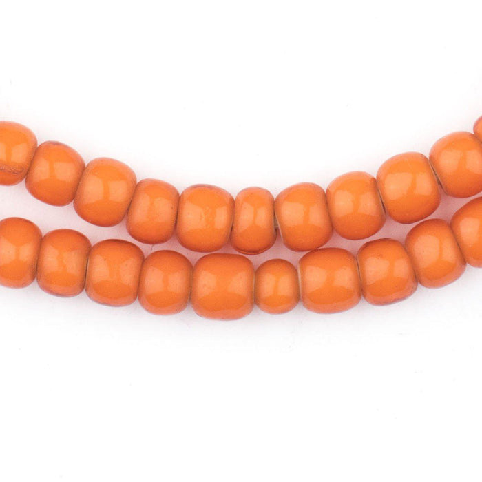 Orange White Heart Beads (8mm) - The Bead Chest