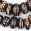 Striped Carved Brown Bone Beads (Large)
