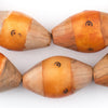 Melon Mauritanian Wood Capped Bone Beads