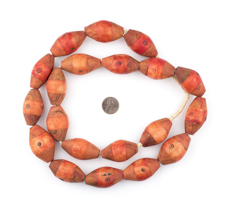 Amber Mauritanian Wood Capped Bone Beads - The Bead Chest