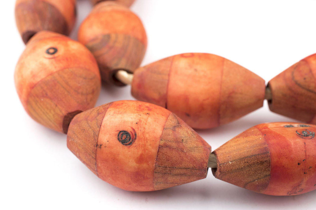 Amber Mauritanian Wood Capped Bone Beads - The Bead Chest