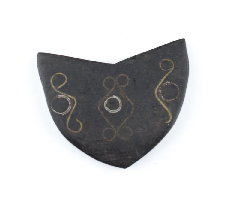 Inlaid Ebony Tuareg Shield Pendant - The Bead Chest