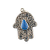 Blue Inlay Silver Moroccan Hamsa Pendant