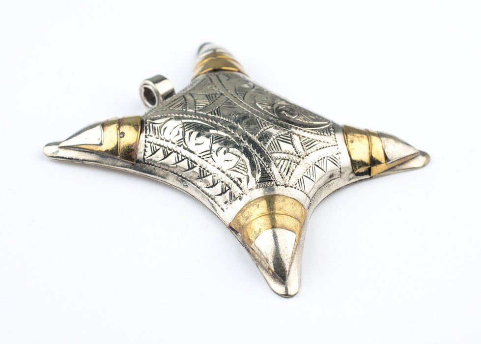 Handcrafted Tuareg Silver Pendant (Brass Amulet) - The Bead Chest