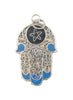 Blue Moroccan Star Silver Hamsa Pendant