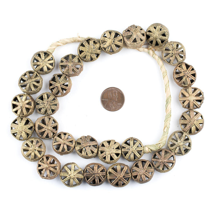 Pinwheel Circular Brass Filigree Beads (18mm) - The Bead Chest