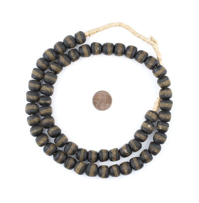 Black Kente Krobo Beads (14mm) - The Bead Chest