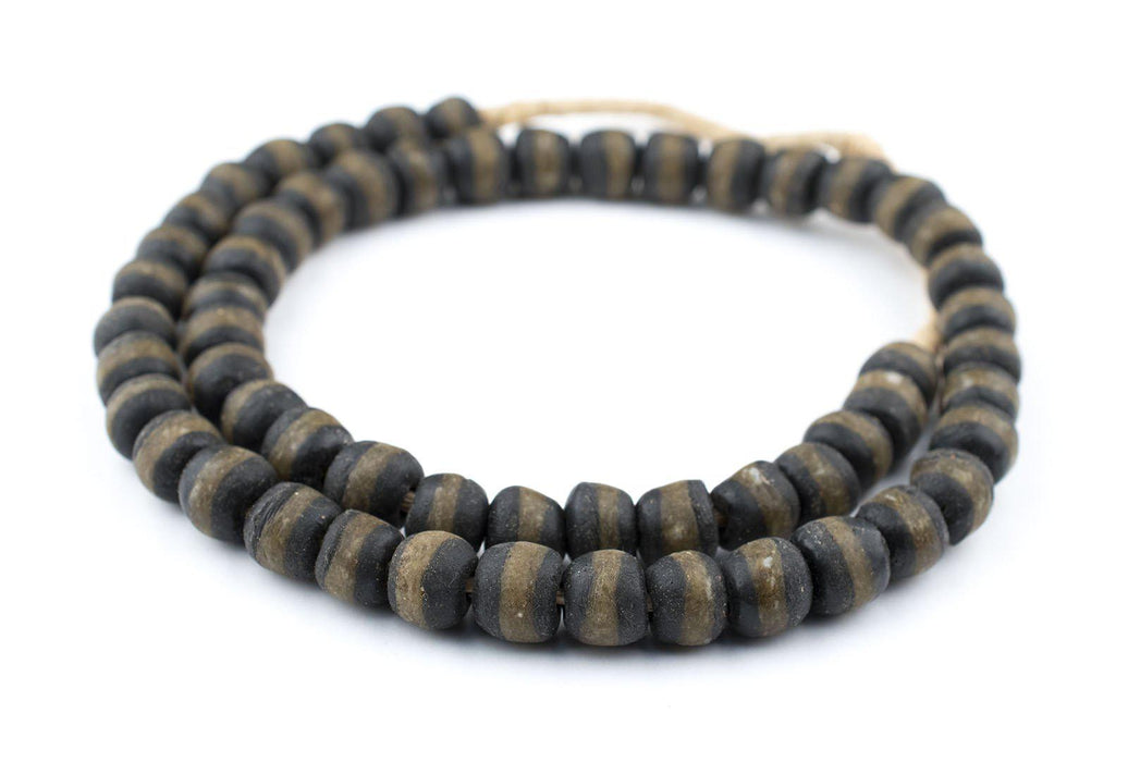 Black Kente Krobo Beads (14mm) - The Bead Chest