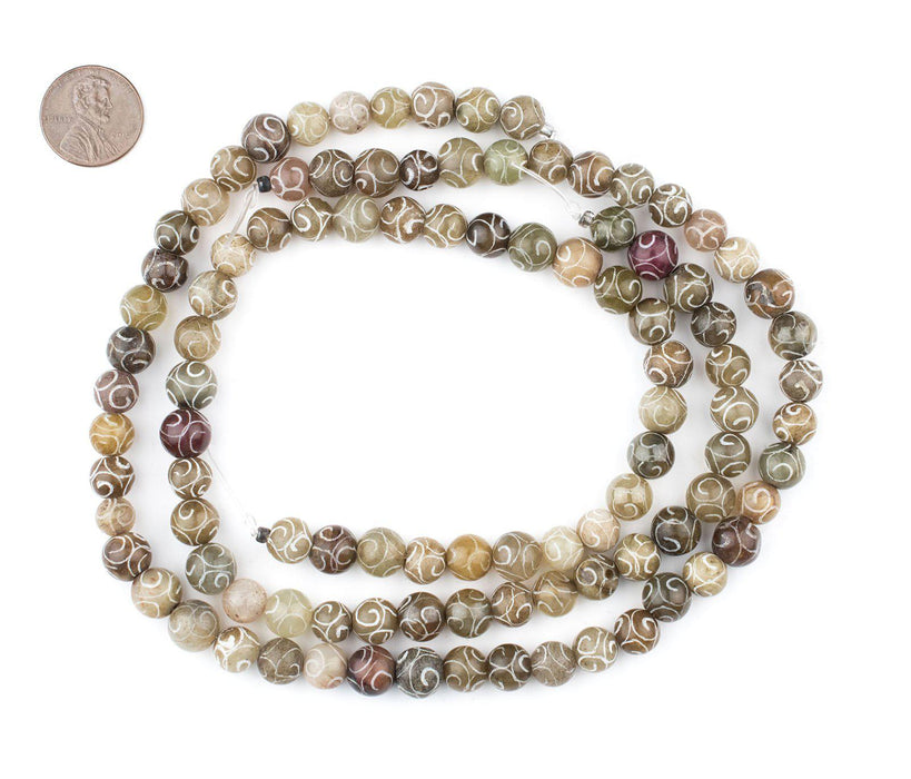 Geometric Patterned Jade Beads (8mm) - The Bead Chest