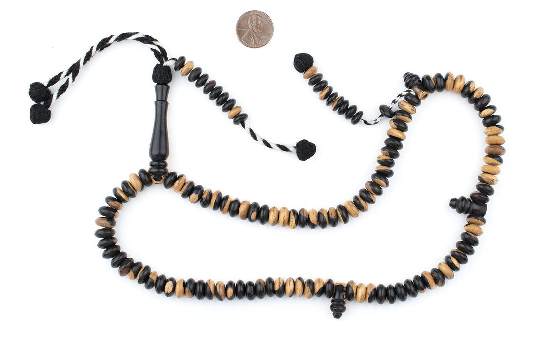 Ebony Wood Rondelle Arabian Prayer Beads (10mm) - The Bead Chest