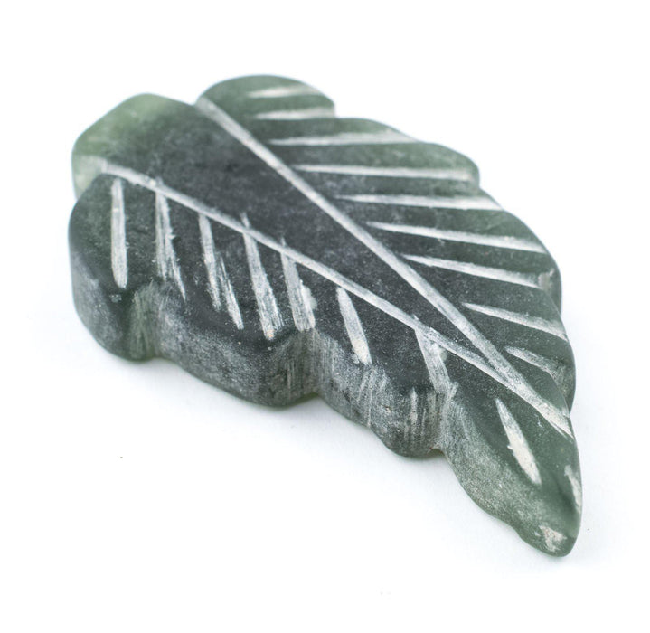 Afghani Green Serpentine Leaf Pendant - The Bead Chest