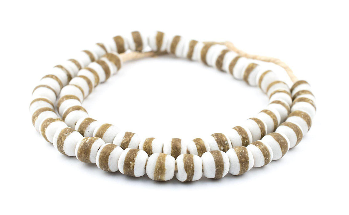 White Kente Krobo Beads (14mm) - The Bead Chest