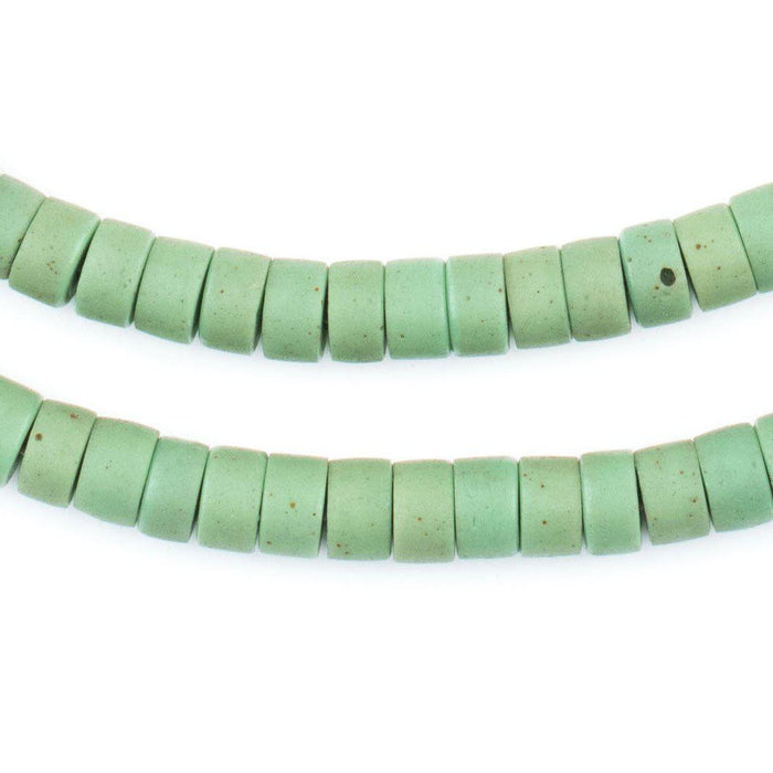 Green Sliced Prosser Button Beads (7mm) (Long Strand) - The Bead Chest