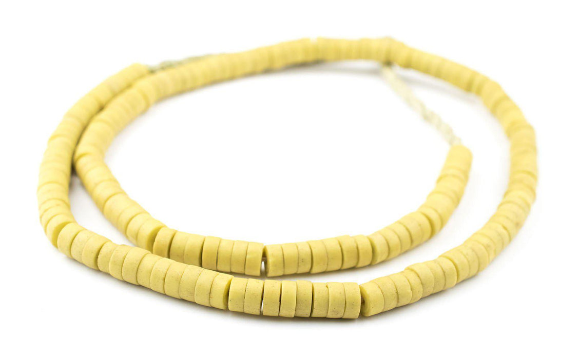 Yellow Sliced Prosser Button Beads (8mm) (Long Strand) - The Bead Chest
