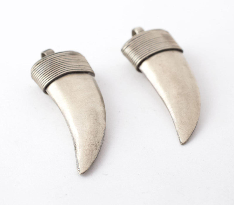 Moroccan Silver Horn Pendant (35mm) (Set of 2) - The Bead Chest