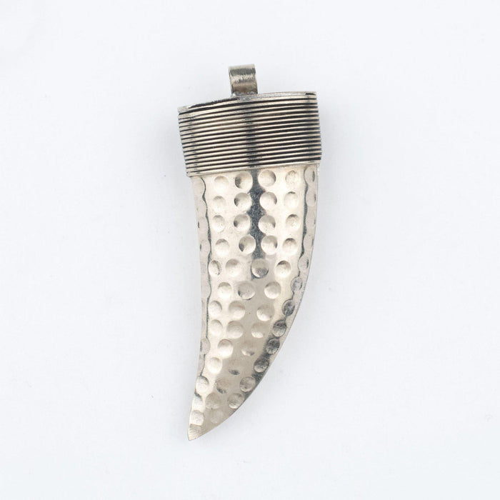 Moroccan Silver Horn Pendant (45mm) - The Bead Chest