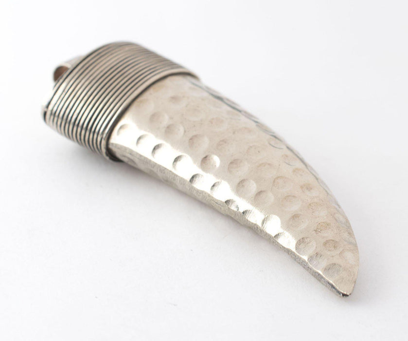 Moroccan Silver Horn Pendant (45mm) - The Bead Chest