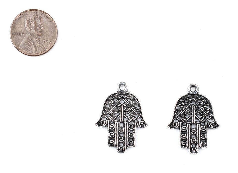 Filigree-Style Hamsa Charm Pendants (Set of 2) - The Bead Chest