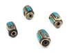 Inlaid Nepali Barrel Brass Beads (13x8mm)