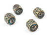 Inlaid Nepali Cylindrical Brass Beads (10mm, Set of 4)