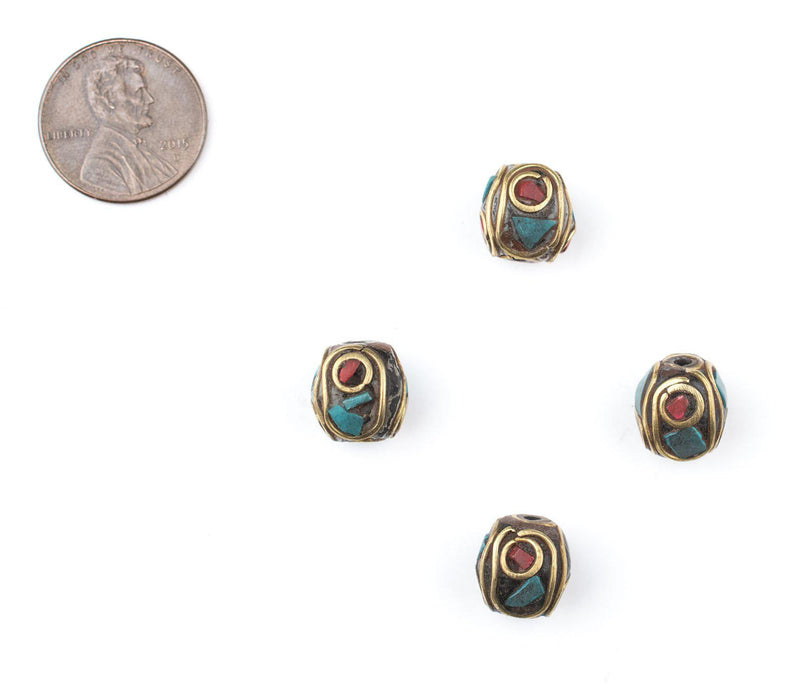 Inlaid Nepali Round Brass Beads (10mm) - The Bead Chest