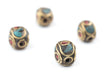 Inlaid Nepali Round Brass Beads (10mm, set of 4) - The Bead Chest
