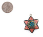 Coral & Green Nepal Star of David Pendant - The Bead Chest