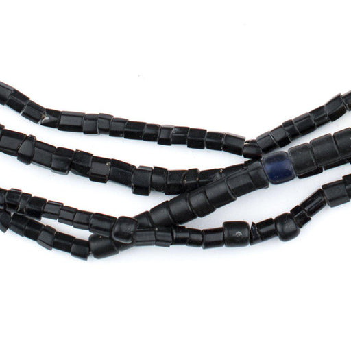Vintage Black Cylindrical Nigerian Glass Beads
