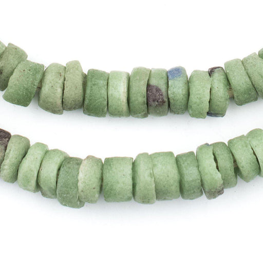Vintage Green Sliced Sandcast Beads - The Bead Chest