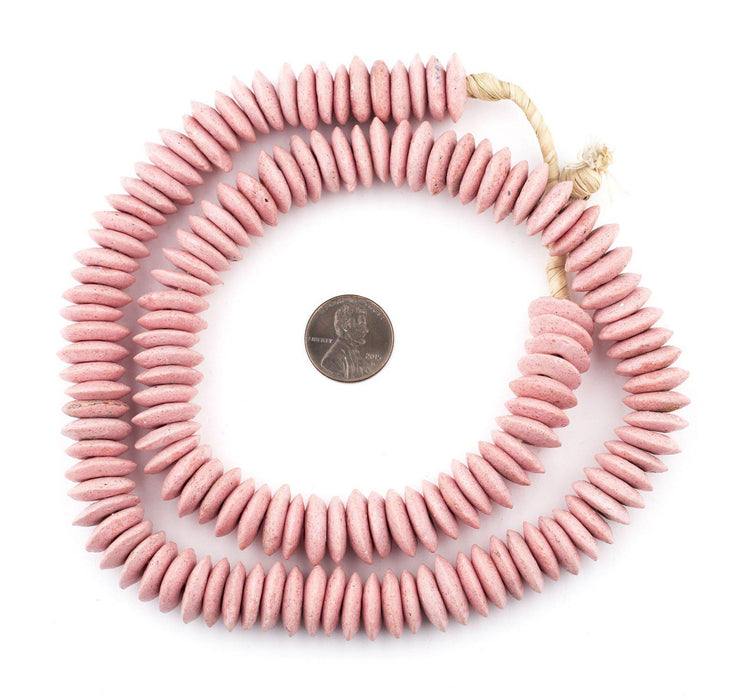 Rose Pink Ashanti Glass Saucer Beads - The Bead Chest