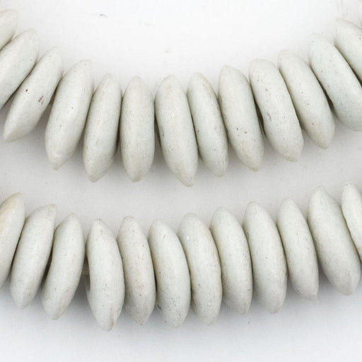 White Ashanti Glass Saucer Beads - The Bead Chest