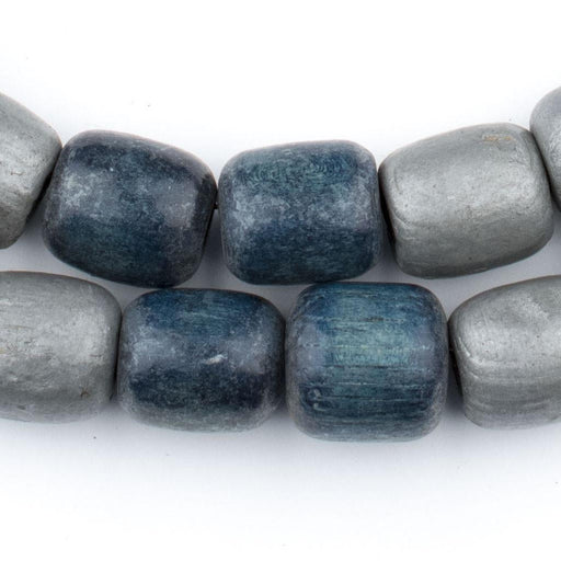 Vintage Ethiopian Wooden Prayer Beads (Teal & Silver) - The Bead Chest