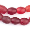 Old Bohemian Glass Red Oval Beads (16x14mm)