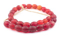 Old Bohemian Glass Red Oval Beads (16x14mm) - The Bead Chest