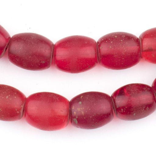 Old Bohemian Glass Red Oval Beads (14x12mm) - The Bead Chest