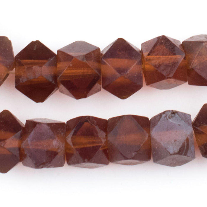 Old Dark Amber Vaseline Cube Beads - The Bead Chest