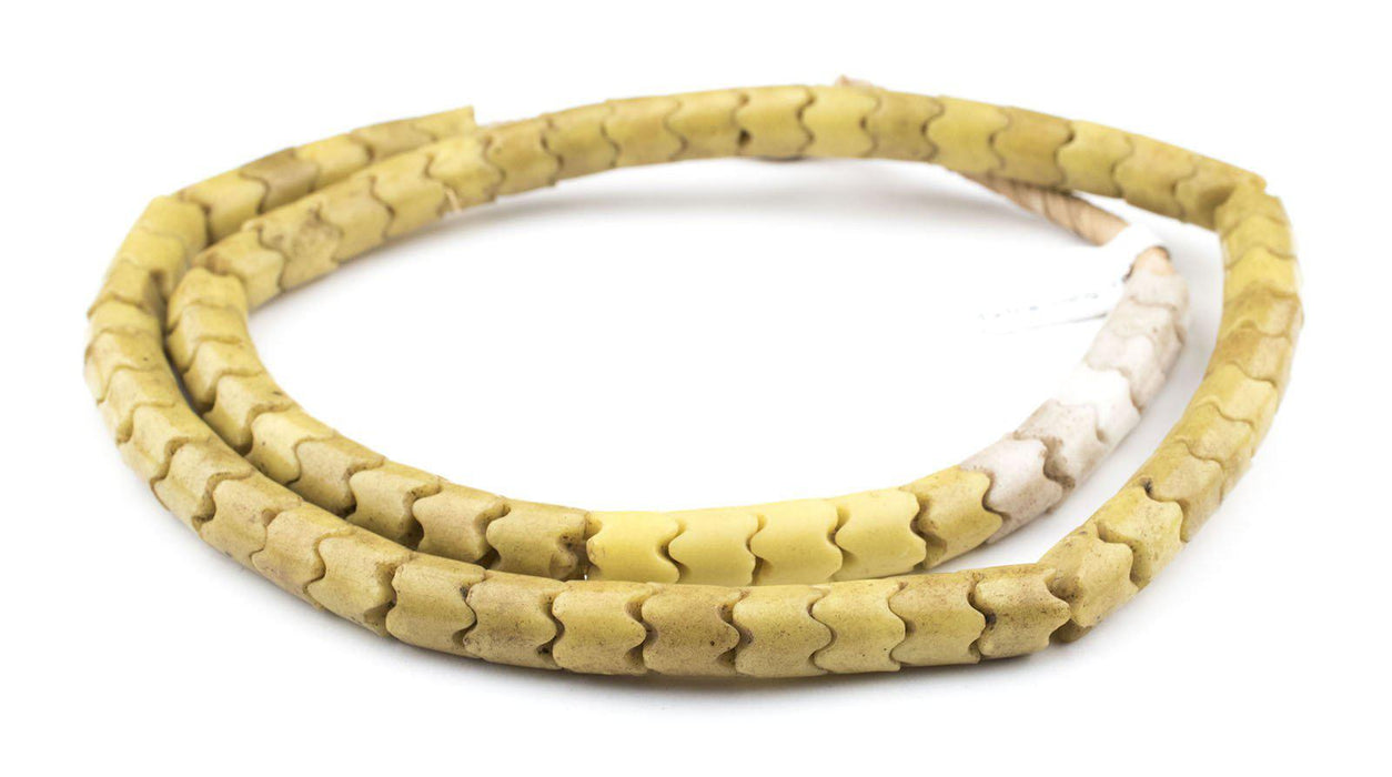 Wide Yellow Glass Snake Beads (9mm) - The Bead Chest