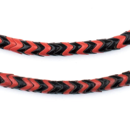 Red & Black Mixed Glass Snake Beads (6mm) - The Bead Chest