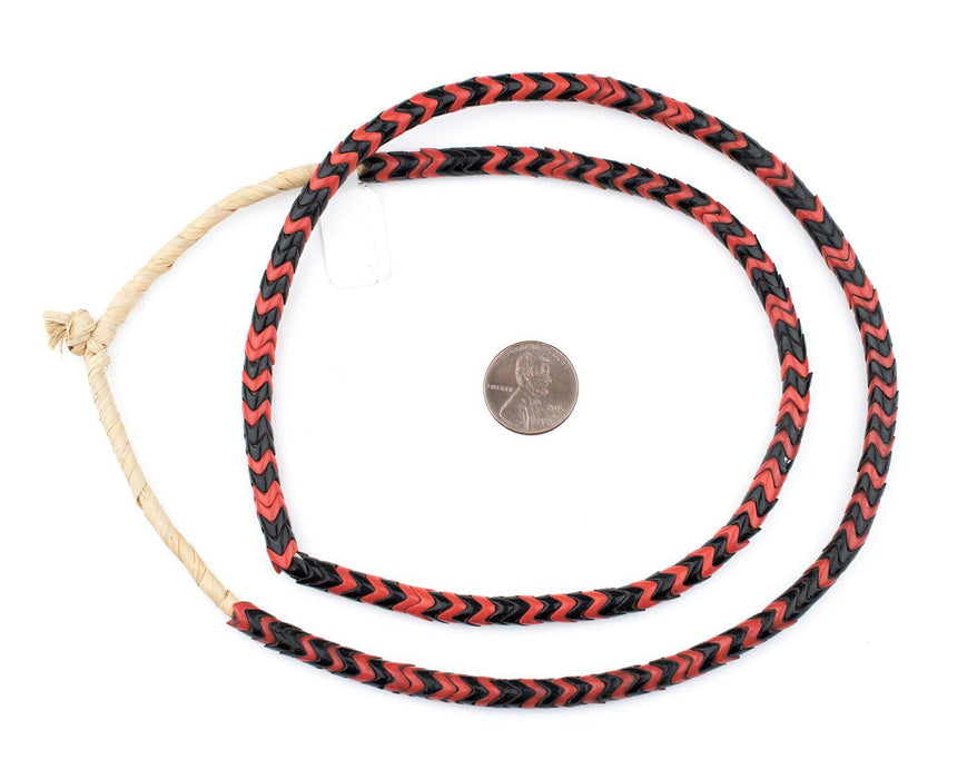 Red & Black Mixed Glass Snake Beads (6mm) - The Bead Chest