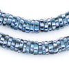 Blue Chevron-Style Aja Krobo Beads (11mm)