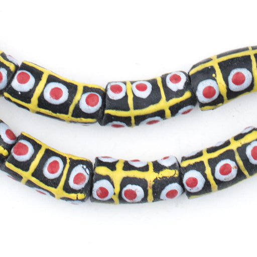 Yellow Tic-Tac-Toe Style Krobo Beads - The Bead Chest