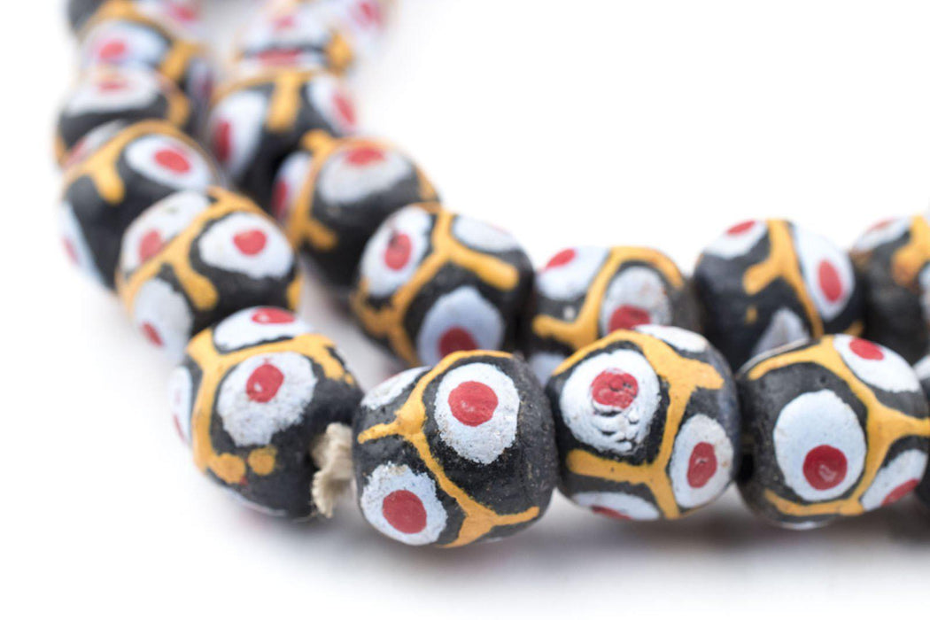 Lava Spot Round Krobo Beads - The Bead Chest