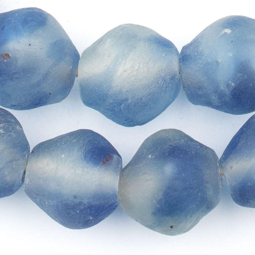 Jumbo Blue Swirl Bicone Recycled Glass Beads (25mm) - The Bead Chest